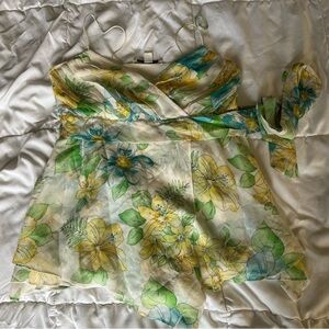Banana Republic 100% silk floral cami blouse with wrap tie